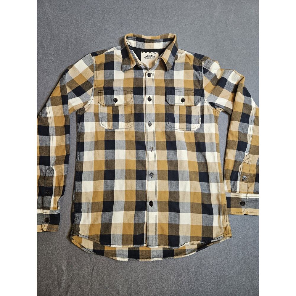 Vans Shirt Mens Small Multicolor Button Up Plaid Flannel Pockets Skater Outdoor